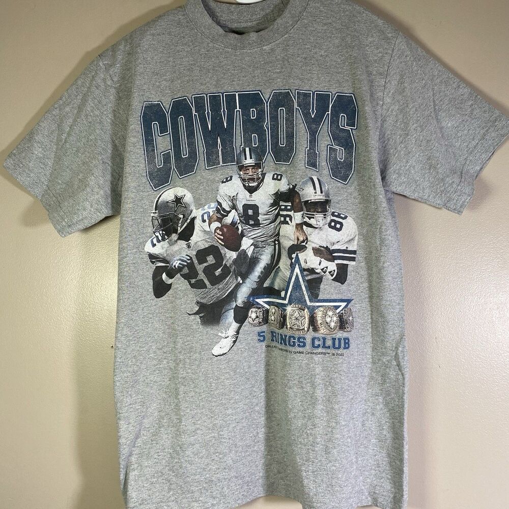 Dallas Cowboys Super Bowl 5 Rings Club Champions Shirt Mens Medium Gray NFL Tee